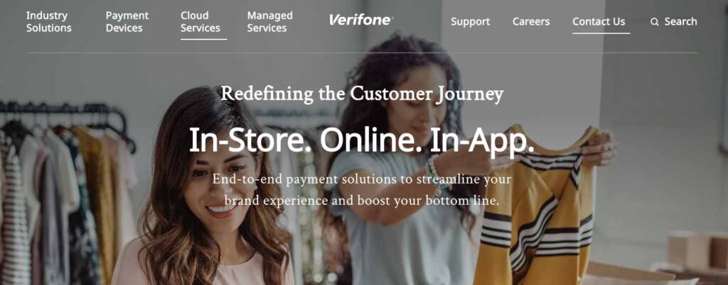 Screenshot of Verifone homepage.