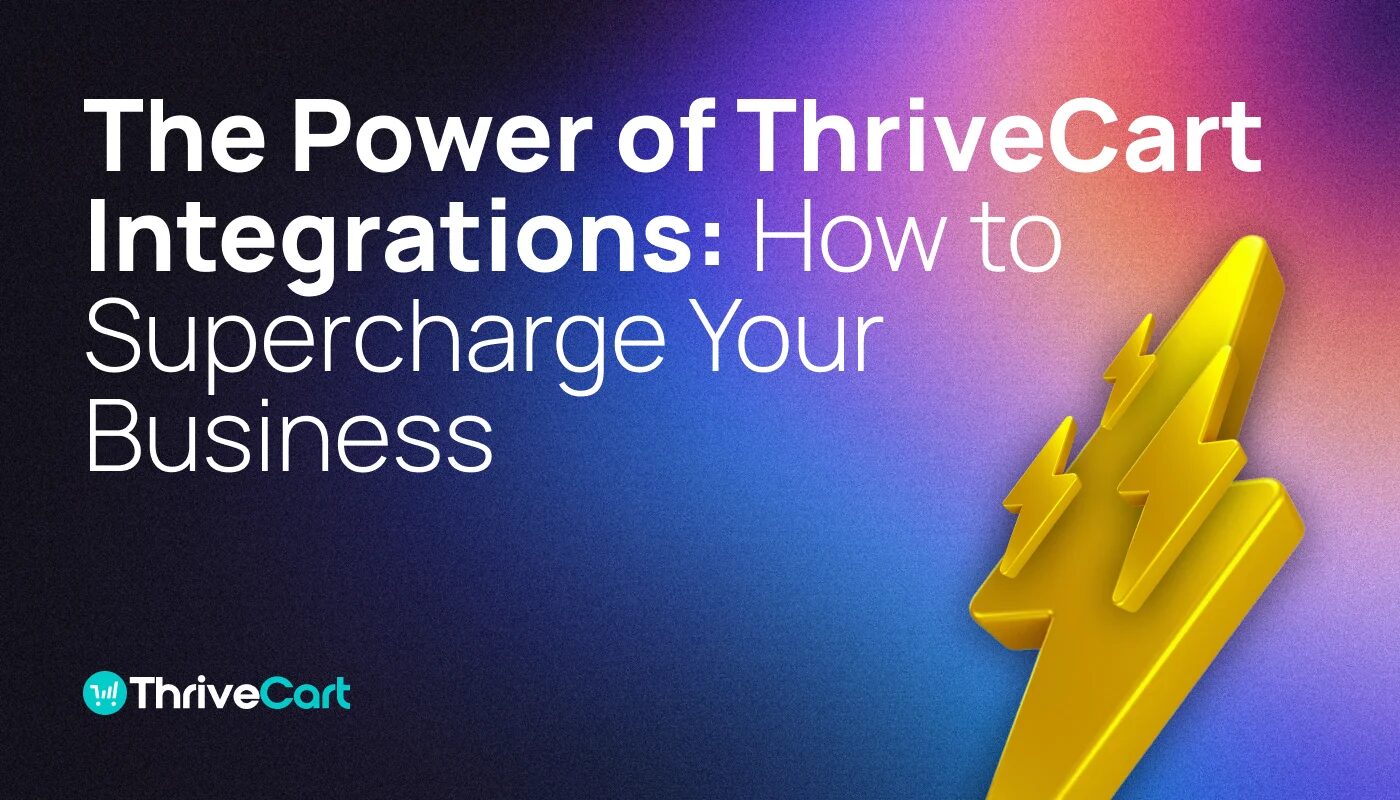 Illustration of several lightning bolts alongside the word 'The Power of ThriveCart Integrations_ How to Supercharge Your Business'